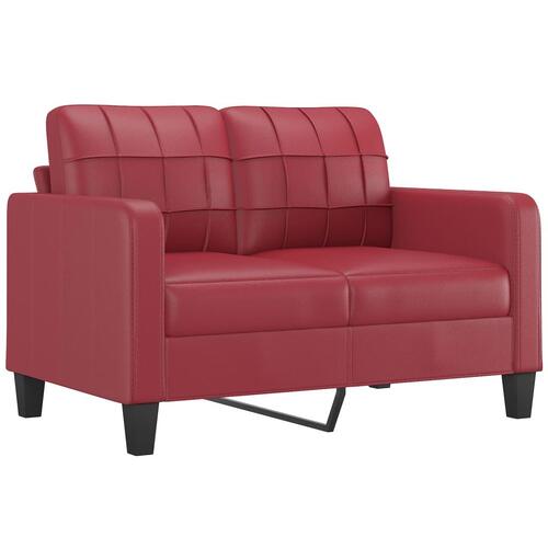 3 personers sofa med hynder kunstlæder vinrød