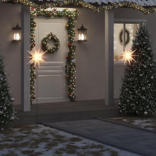 Juledekoration med LED-lys og jordspyd foldbar 57 cm hvid