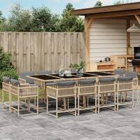 Spisebordssæt til haven 13 dele med hynder polyrattan beige