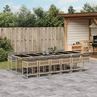 Spisebordssæt til haven 13 dele med hynder polyrattan beige