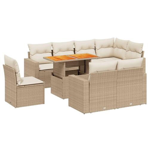 Sofasæt til haven 9 dele med hynder polyrattan beige