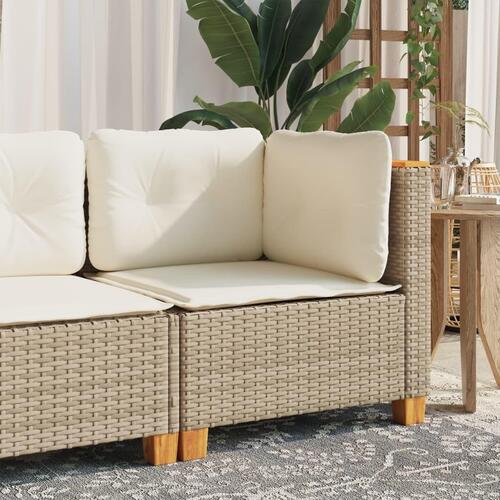 Hjørnemodul til havesofa med hynder polyrattan beige