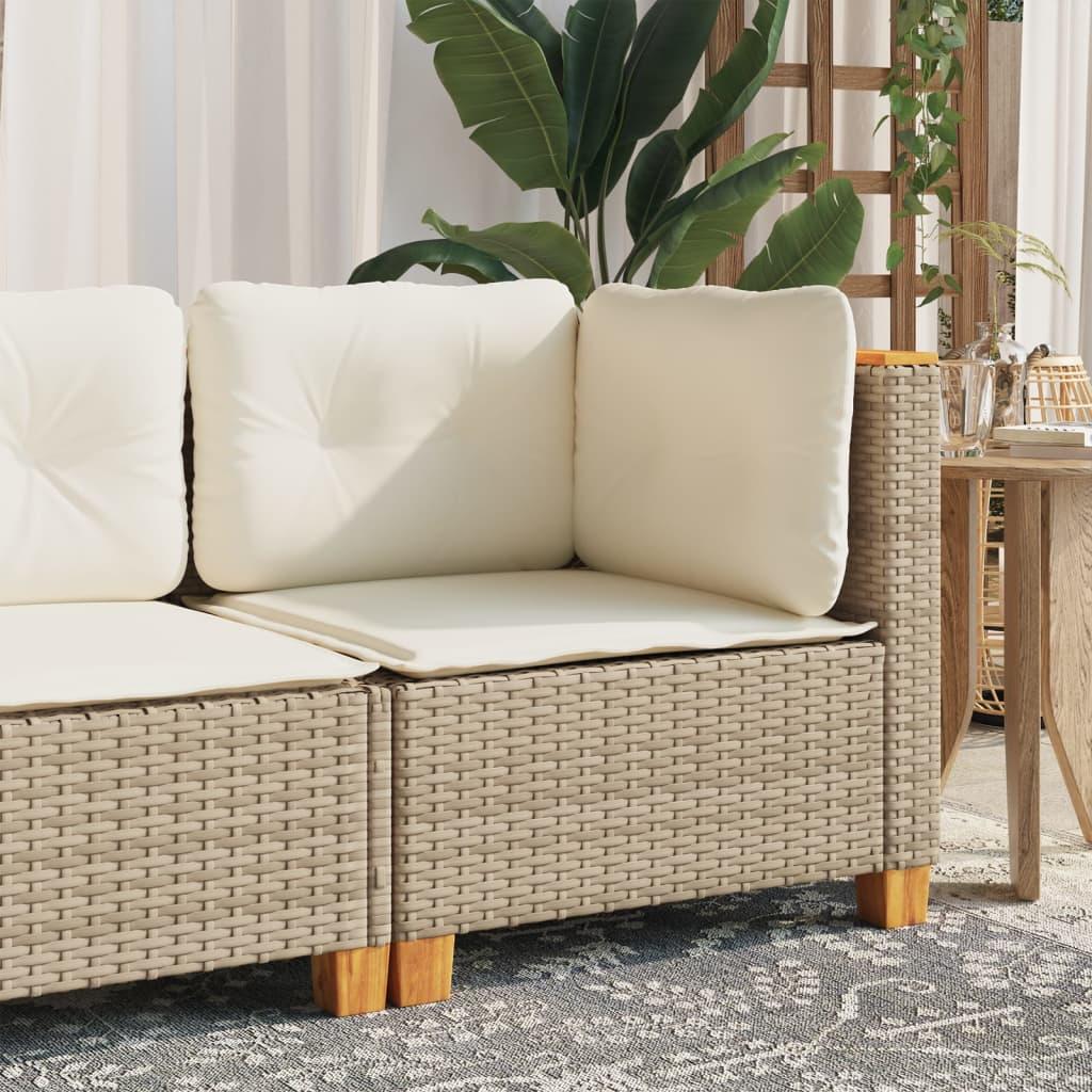 Hjørnemodul til havesofa med hynder polyrattan beige