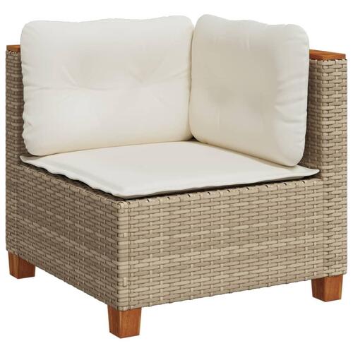Hjørnemodul til havesofa med hynder polyrattan beige