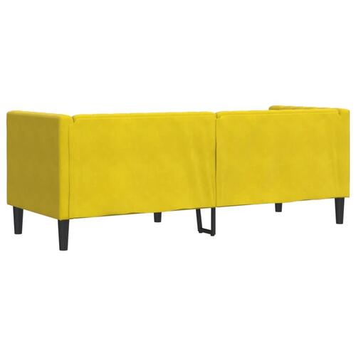 3-personers Chesterfield-sofa med bolsterpuder fløjl gul