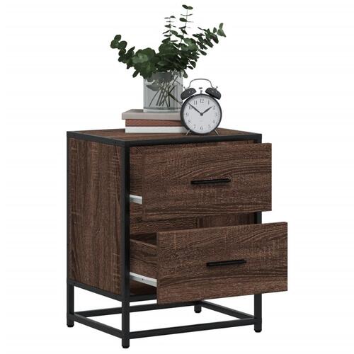 Sengeborde 2 stk. 40x31x50 cm konstrueret træ brun egetræsfarve
