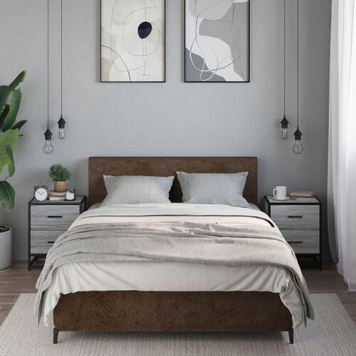 Sengeborde 2 stk. 40x31x50 cm konstrueret træ grå sonoma-eg