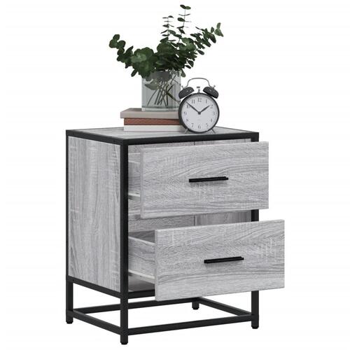 Sengeborde 2 stk. 40x31x50 cm konstrueret træ grå sonoma-eg