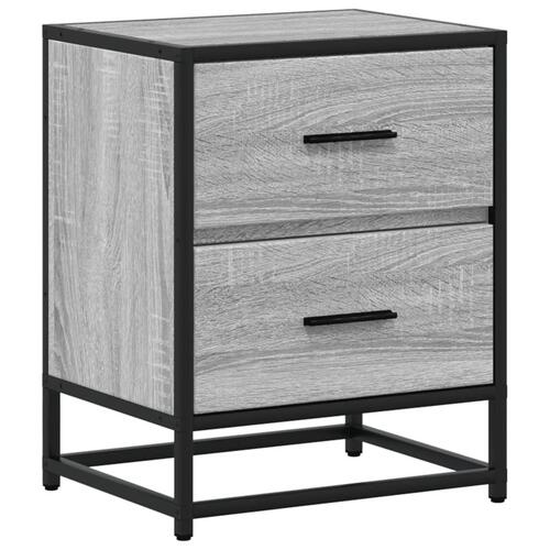 Sengeborde 2 stk. 40x31x50 cm konstrueret træ grå sonoma-eg