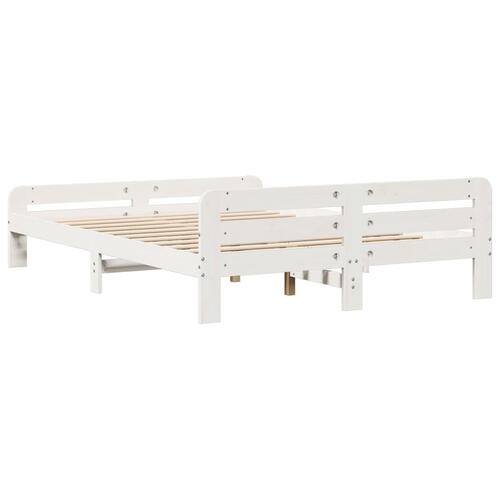 Sengeramme uden madras 140x200 cm massivt fyrretræ hvid