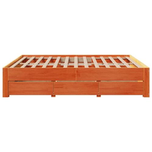 Sengeramme m. skuffer 200x200 cm uden madras massivt fyr brun