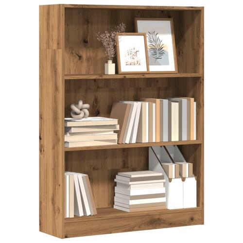 Bogreol 80x24x109 cm konstrueret træ egetræsfarve