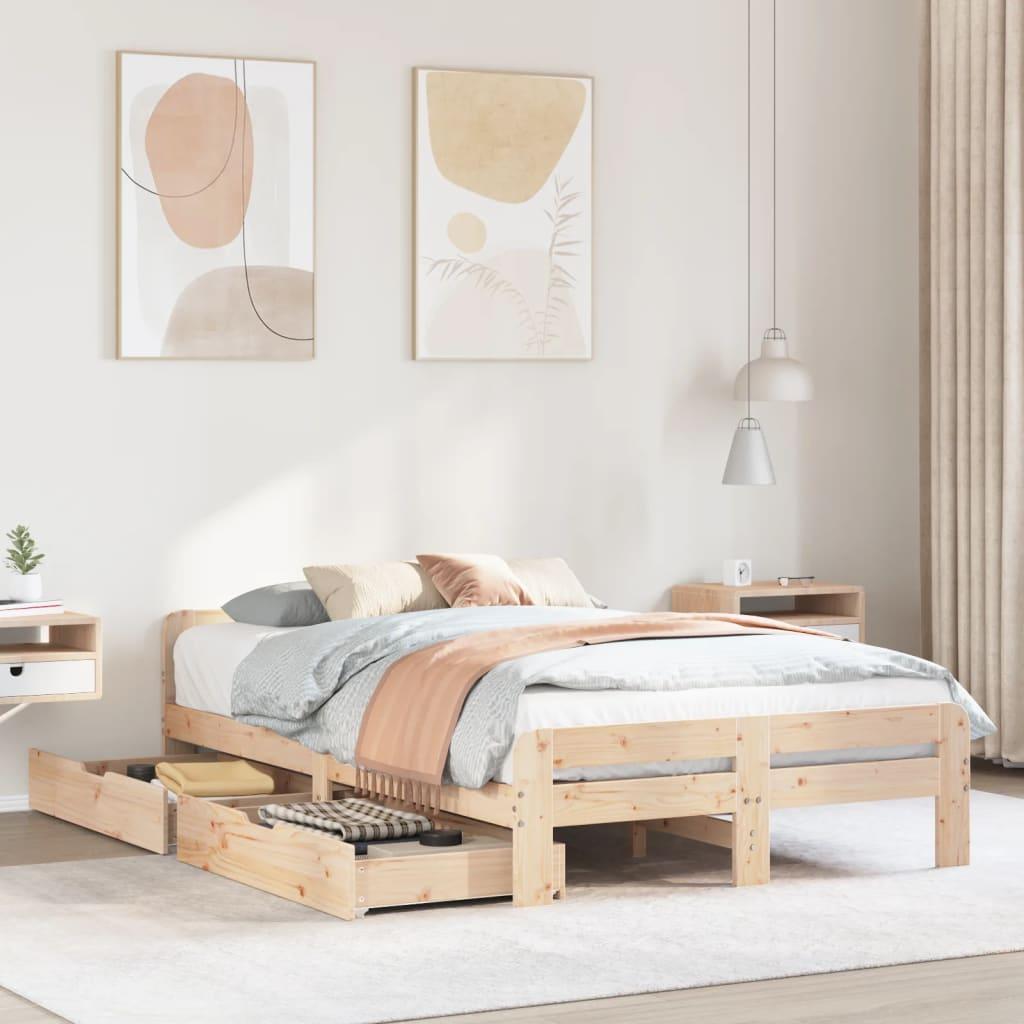 Sengeramme uden madras 120x190 cm massivt fyrretræ billede