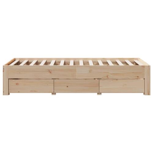 Sengeramme uden madras med skuffer 90x190 cm massivt fyrretræ