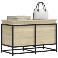 Opbevaringsboks med låg 80x40x51,5 cm konstrueret træ sonoma-eg