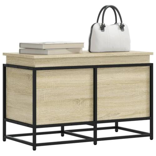 Opbevaringsboks med låg 80x40x51,5 cm konstrueret træ sonoma-eg