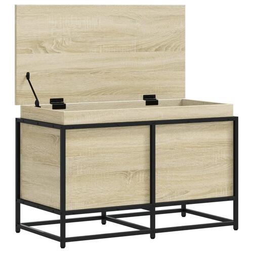 Opbevaringsboks med låg 80x40x51,5 cm konstrueret træ sonoma-eg