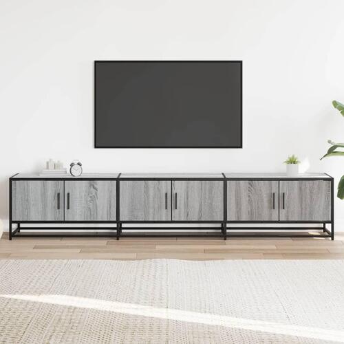 Tv-bord 210x35x41 cm konstrueret træ grå sonoma-eg