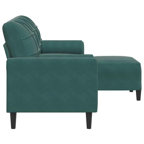3-personers sofa med fodskammel 180 cm velour Mørkegrøn