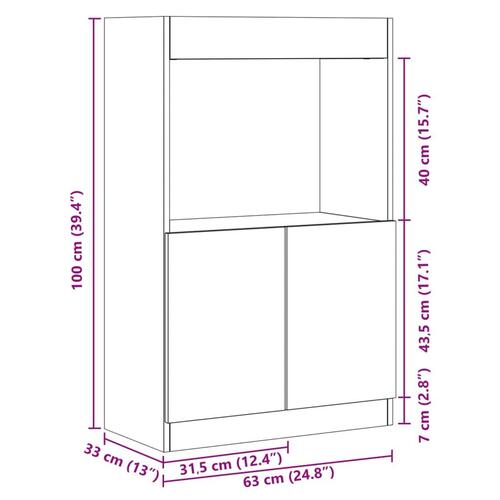 Skab 63x33x100 cm konstrueret træ sonoma-eg