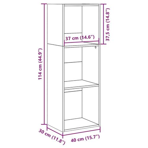 Bogreol 40x30x114 cm konstrueret træ sonoma-eg