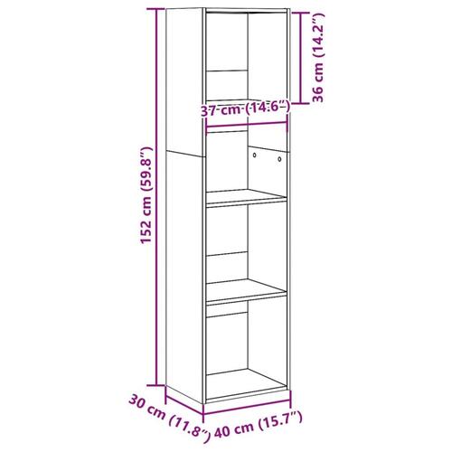 Bogreol 40x30x152 cm konstrueret træ hvid