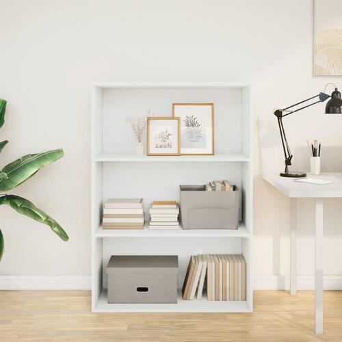 Bogreol 80x30x114 cm konstrueret træ hvid