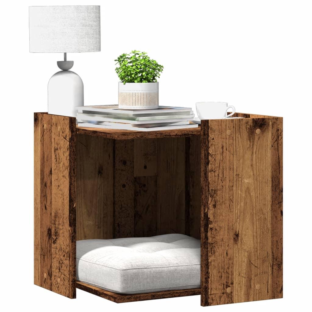 Toiletskjuler til kattebakke 53×53×51 cm - konstrueret træ, antikt træ billede