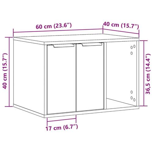 Toiletskjuler kattebakke 60x40x40 cm konstrueret træ kunsteg