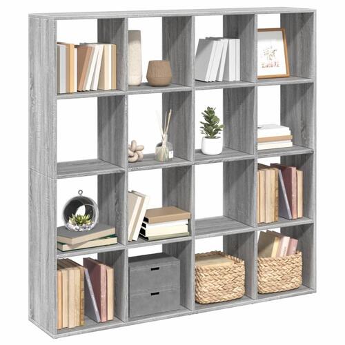 Bogskab 137,5x29x137,5 cm konstrueret træ grå sonoma-eg