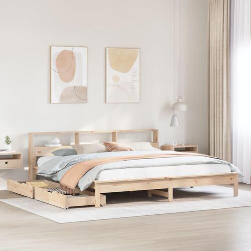 Seng med reol uden madras 180x200 cm massivt fyrretræ