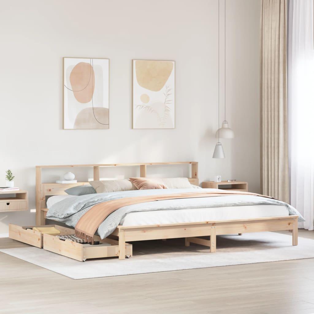 Seng med reol uden madras 180x200 cm massivt fyrretræ