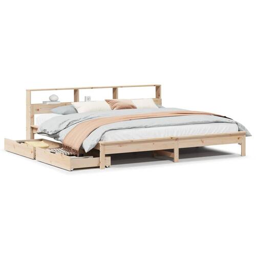 Seng med reol uden madras 180x200 cm massivt fyrretræ