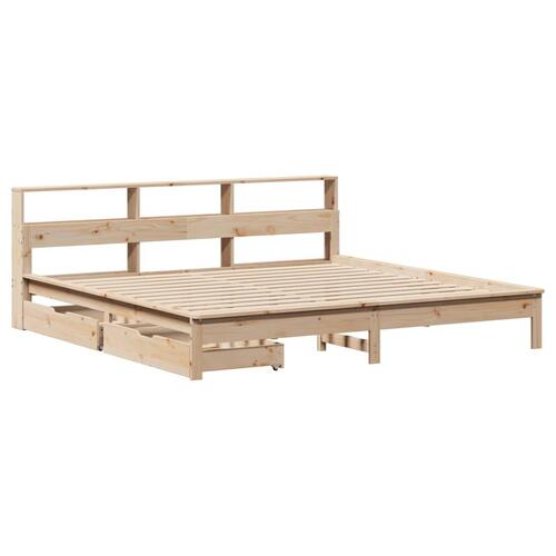 Seng med reol uden madras 180x200 cm massivt fyrretræ