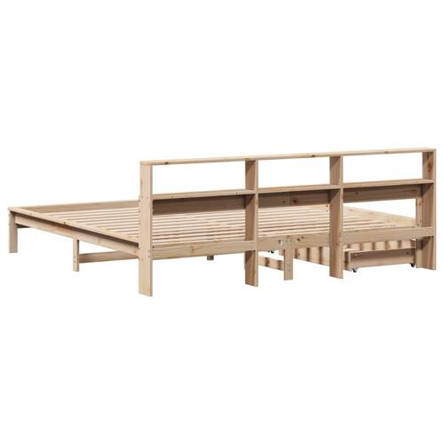 Seng med reol uden madras 180x200 cm massivt fyrretræ