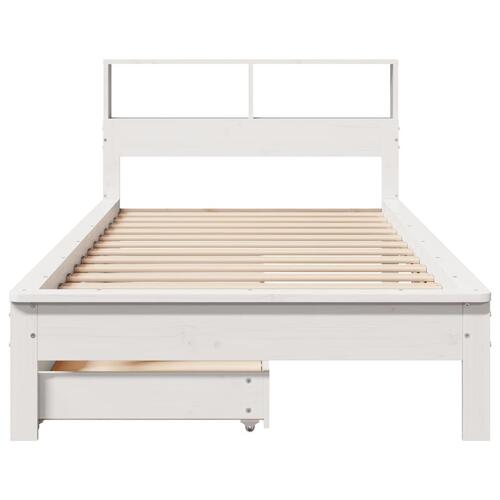 Seng med reol uden madras 100x200 cm massivt fyrretræ hvid