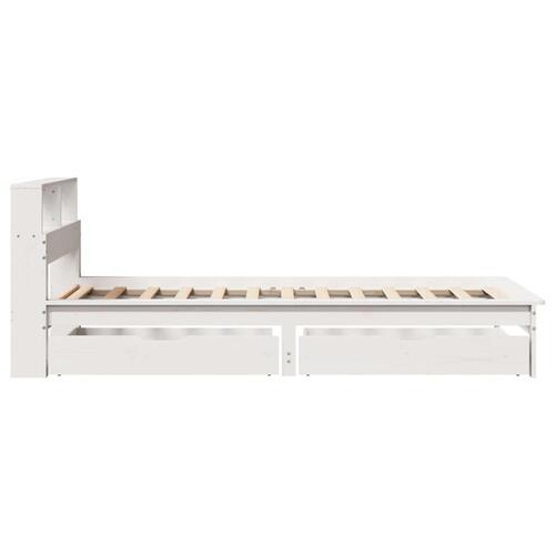 Seng med reol uden madras 100x200 cm massivt fyrretræ hvid