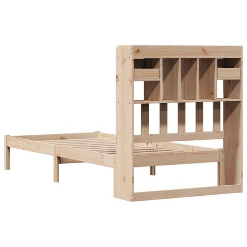 Seng med reol uden madras 90x190 cm massivt fyrretræ