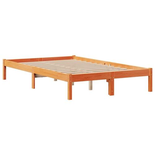 Seng med reol uden madras 120x190cm massivt fyrretræ gyldenbrun