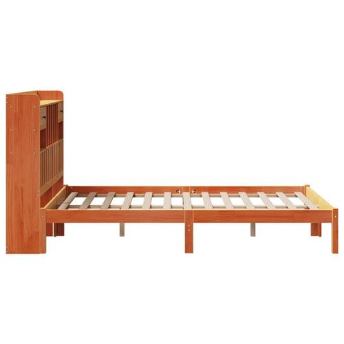 Seng med reol uden madras 120x190cm massivt fyrretræ gyldenbrun