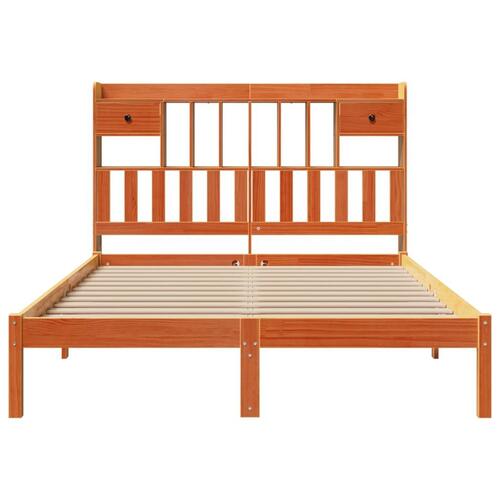 Seng med reol uden madras 160x200cm massivt fyrretræ gyldenbrun