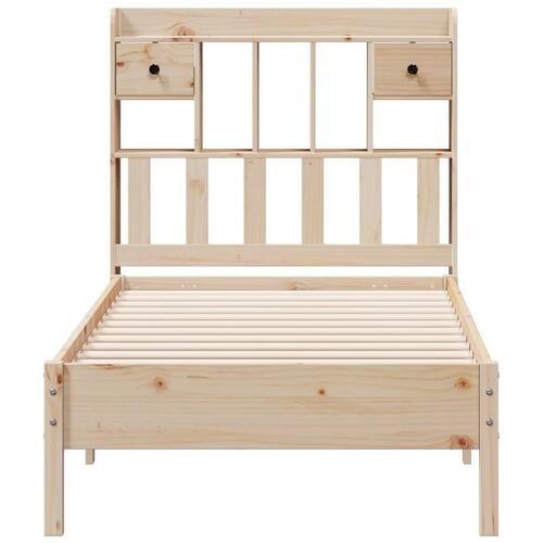 Seng med reol uden madras 100x200 cm massivt fyrretræ