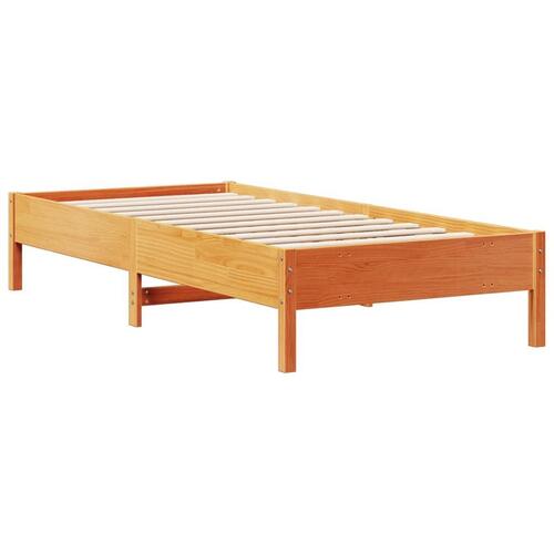 Seng med reol uden madras 90x200 cm massivt fyrretræ gyldenbrun