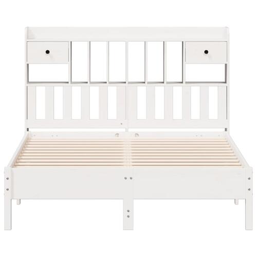 Seng med reol uden madras 140x190 cm massivt fyrretræ hvid