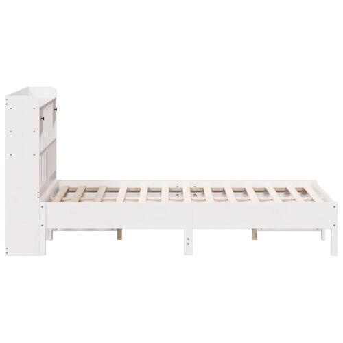Seng med reol uden madras 140x190 cm massivt fyrretræ hvid