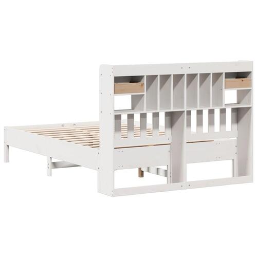 Seng med reol uden madras 140x190 cm massivt fyrretræ hvid