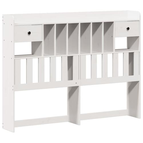 Seng med reol uden madras 140x190 cm massivt fyrretræ hvid