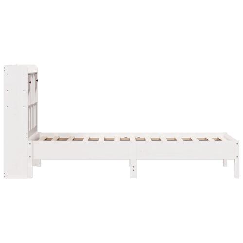 Seng med reol uden madras 75x190 cm massivt fyrretræ hvid