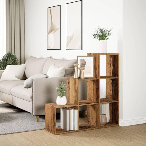 Bogreol/rumdeler 99x29x99 cm 3 niveauer konstrueret træ hvid