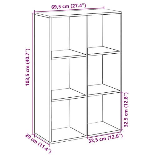 Bogreol/rumdeler 69,5x29x103,5 cm konstrueret træ røget eg